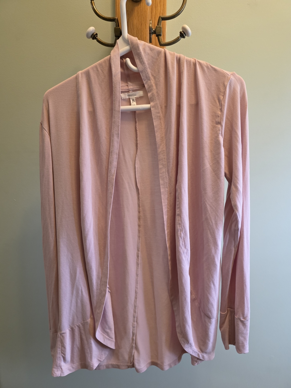 Maurices Light Pink Open-Front Draped Cardigan